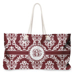 Maroon & White Large Tote Bag with Rope Handles (Personalized)
