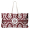 Maroon & White Large Rope Tote Bag - Front View