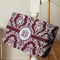 Maroon & White Large Rope Tote - Life Style