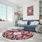 Maroon & White Round Area Rug - IN CONTEXT