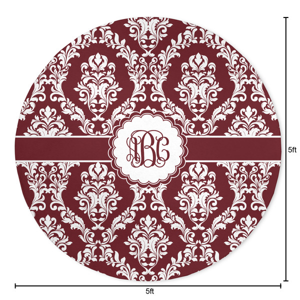 Maroon & White Round Area Rug - Size