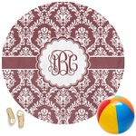 Maroon & White Round Beach Towel (Personalized)