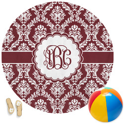Maroon & White Round Beach Towel (Personalized)