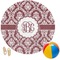 Maroon & White Round Beach Towel (Personalized)