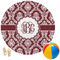 Maroon & White Round Beach Towel (Personalized)