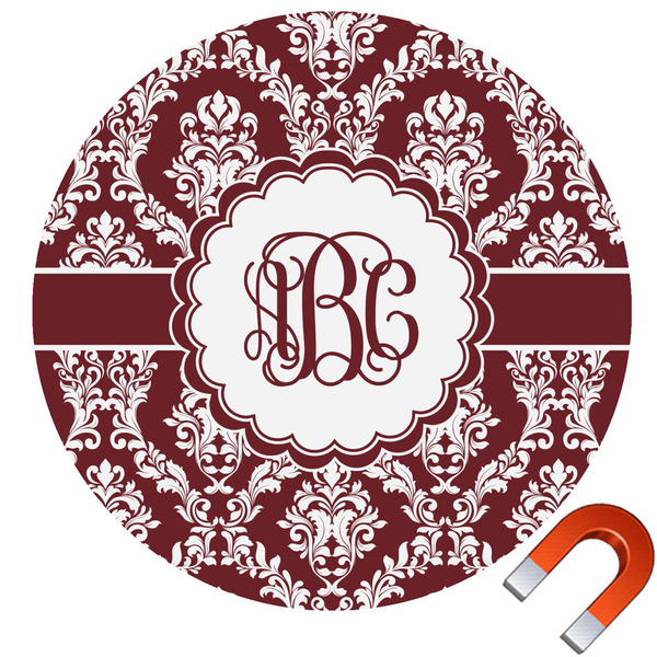 Custom Maroon & White Round Car Magnet - 10" (Personalized)
