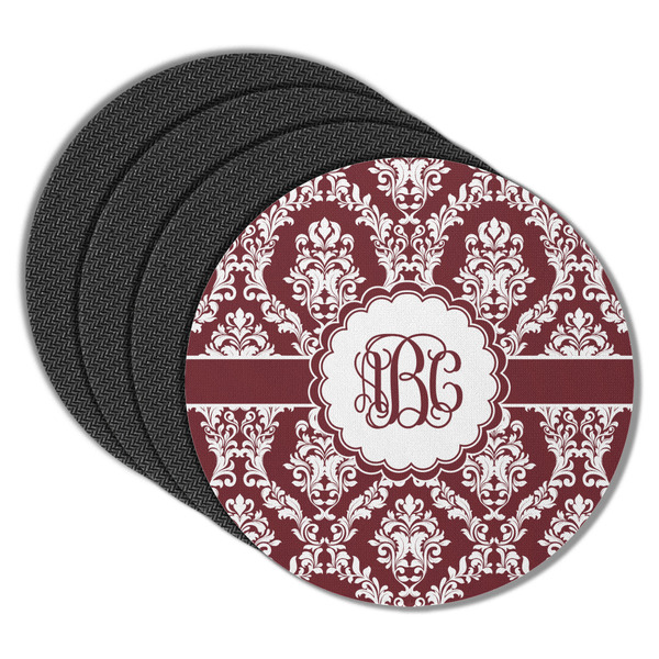 Maroon & White Round Coaster Rubber Back - Main