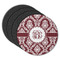 Maroon & White Round Rubber Backed Coasters - Set of 4 (Personalized)
