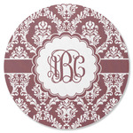 Maroon & White Round Rubber Backed Coaster (Personalized)