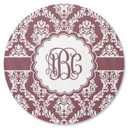 Maroon & White Round Rubber Backed Coaster (Personalized)
