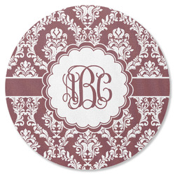 Maroon & White Round Rubber Backed Coaster (Personalized)