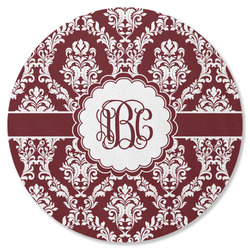 Maroon & White Round Rubber Backed Coaster (Personalized)