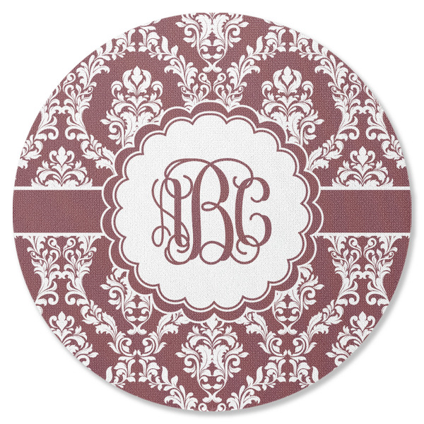 Custom Maroon & White Round Rubber Backed Coaster (Personalized)