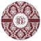 Maroon & White Round Rubber Backed Coaster (Personalized)