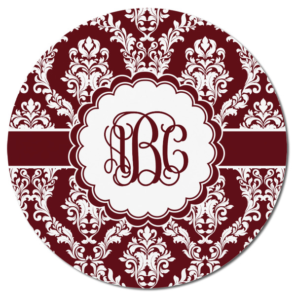 Maroon & White Round Fridge Magnet - FRONT