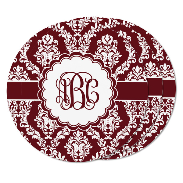 Maroon & White Round Fridge Magnet - THREE