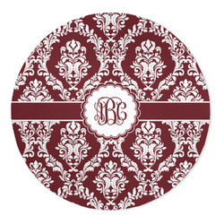 Maroon & White 5' Round Indoor Area Rug (Personalized)