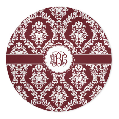 Maroon & White 5' Round Indoor Area Rug (Personalized)
