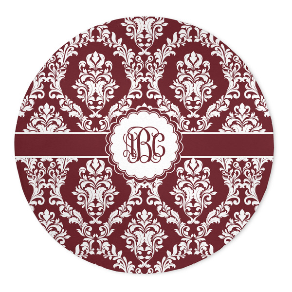 Custom Maroon & White 5' Round Indoor Area Rug (Personalized)