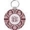 Maroon & White Round Plastic Keychain (Personalized)