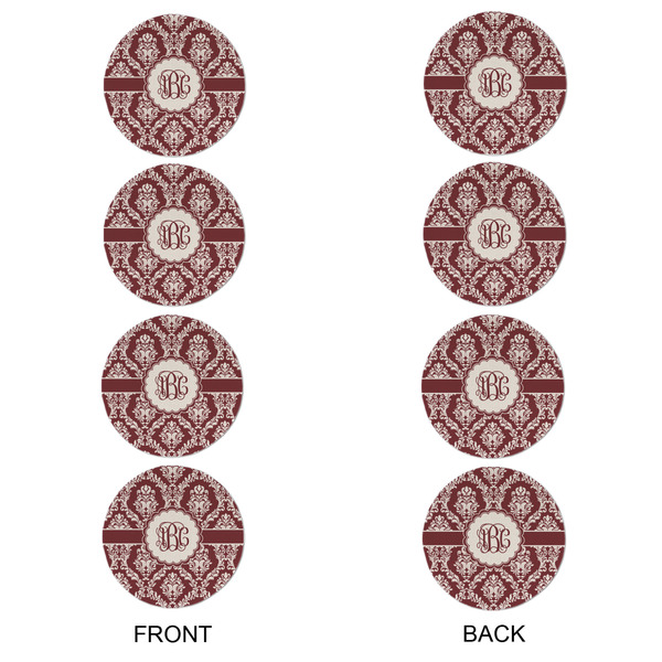 Maroon & White Round Linen Placemats - APPROVAL Set of 4 (double sided)