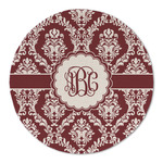 Maroon & White Round Linen Placemat - Single Sided (Personalized)