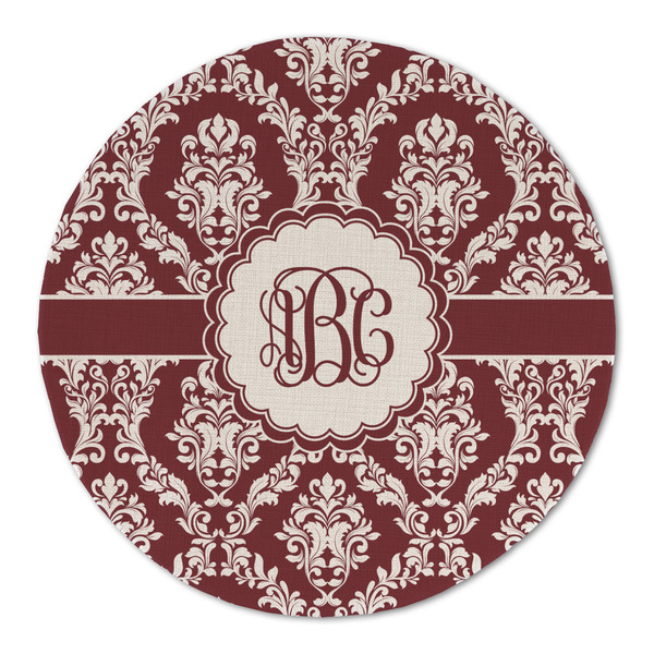Custom Maroon & White Round Linen Placemat - Single Sided (Personalized)