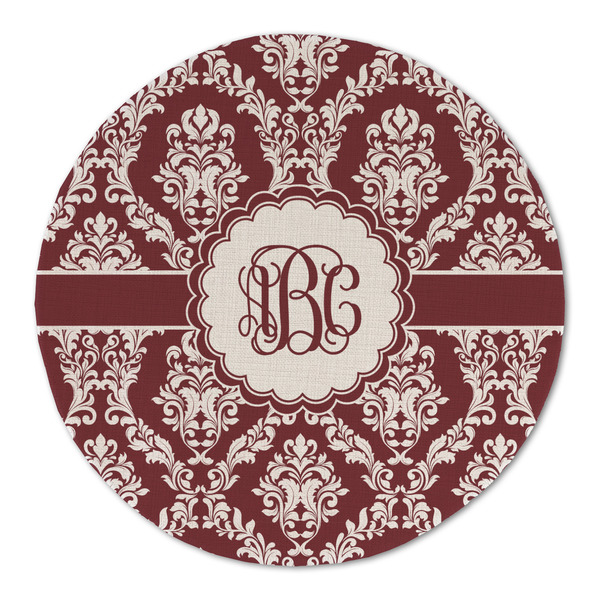 Maroon & White Round Linen Placemats - FRONT (Single Sided)