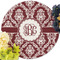 Maroon & White Round Linen Placemats - Front (w flowers)