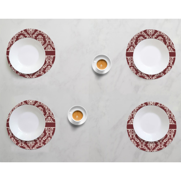 Maroon & White Round Linen Placemats - LIFESTYLE (set of 4)
