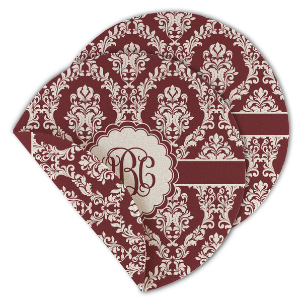 Custom Maroon & White Round Linen Placemat - Double Sided - Set of 4 (Personalized)