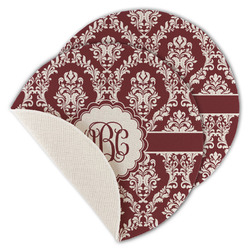 Maroon & White Round Linen Placemat - Single Sided - Set of 4 (Personalized)