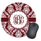 Maroon & White Round Mouse Pad