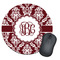 Maroon & White Round Mouse Pad (Personalized)