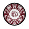 Maroon & White Iron On Round Patch w/ Monogram