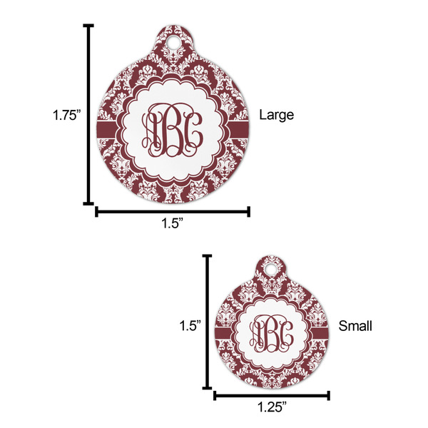 Maroon & White Round Pet ID Tag - Large - Comparison Scale