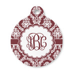 Maroon & White Round Pet ID Tag - Small (Personalized)