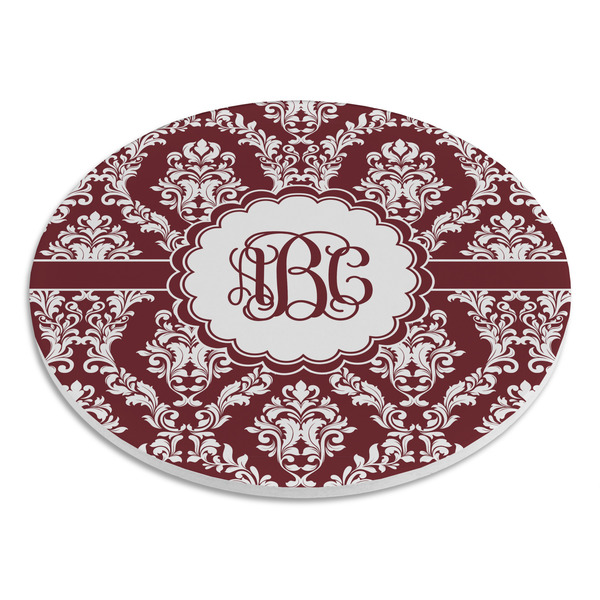 Maroon & White Round Stone Trivet - Angle View
