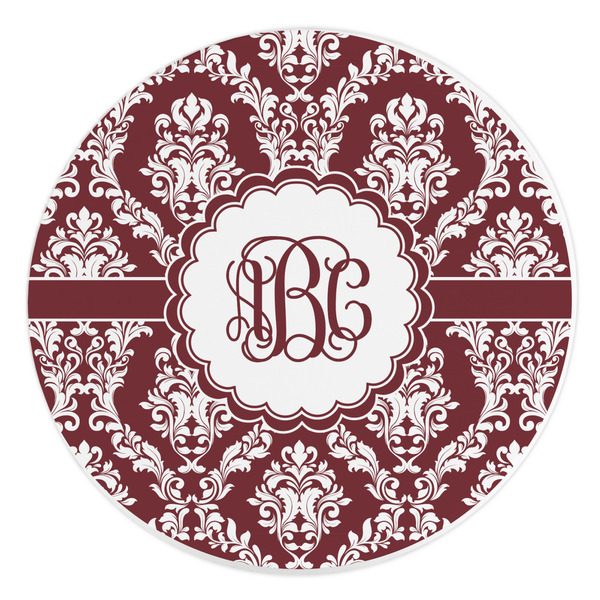 Custom Maroon & White Round Stone Trivet (Personalized)