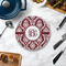 Maroon & White Round Stone Trivet - In Context View