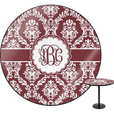 Maroon & White Round Table - 30" (Personalized)
