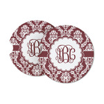 Maroon & White Sandstone Car Coasters - Set of 2 (Personalized)