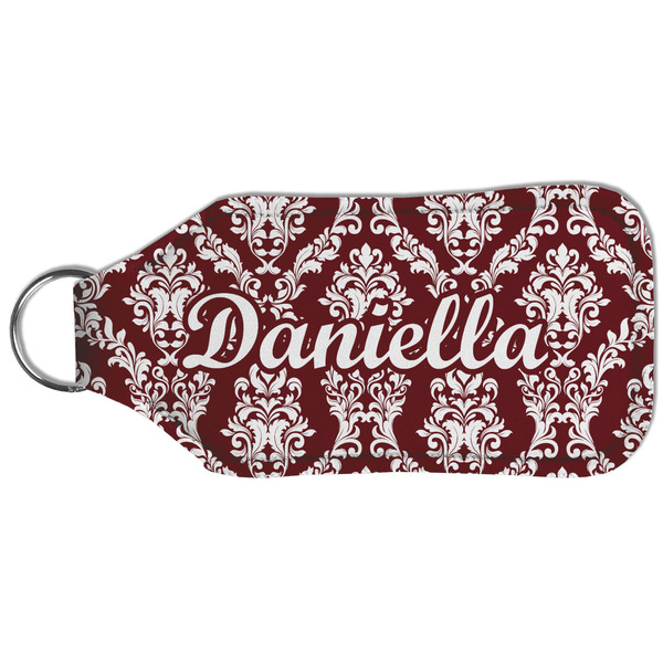 Maroon & White Sanitizer Holder Keychain - Large (Back)