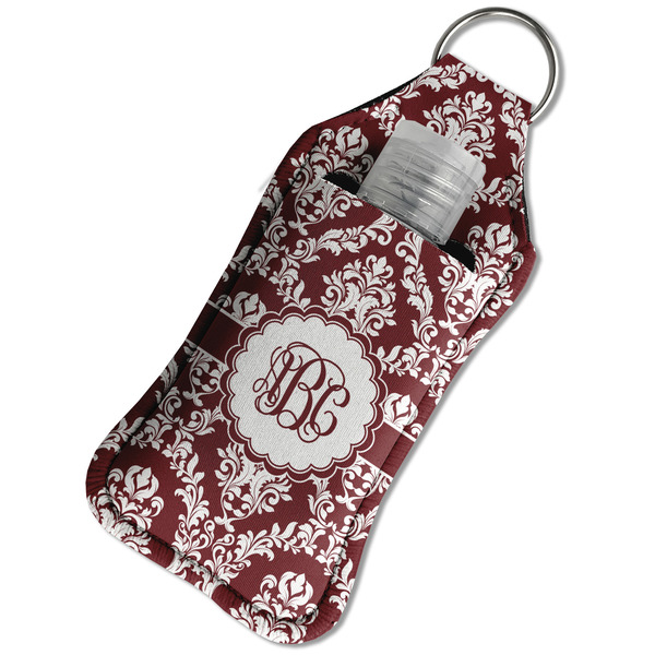 Maroon & White Sanitizer Holder Keychain - Large in Case
