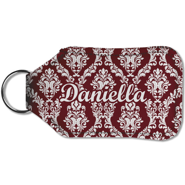 Maroon & White Sanitizer Holder Keychain - Small (Back)