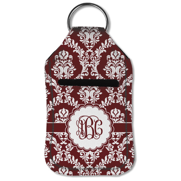 Maroon & White Sanitizer Holder Keychain - Small (Front Flat)