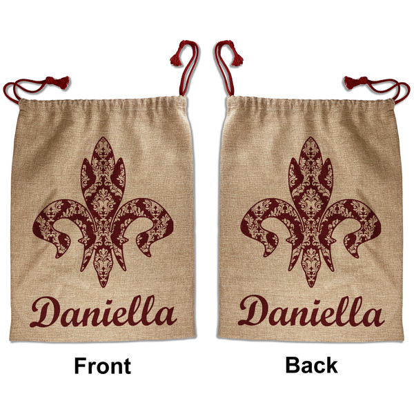 Custom Maroon & White Santa Sack - Front & Back (Personalized)