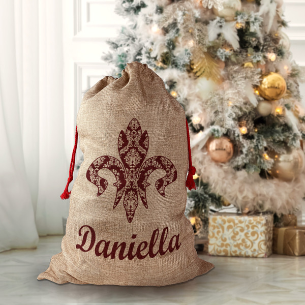 Maroon & White Santa Bag - Front (stuffed)