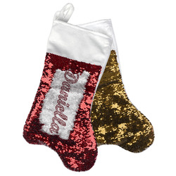 Maroon & White Reversible Sequin Stocking (Personalized)