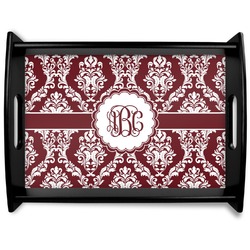 Maroon & White Black Wooden Tray - Large (Personalized)